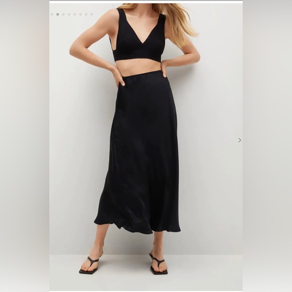 Mango Dresses & Skirts - Flowy fabric, Satin, Midi design, Flared design, Elastic waist, Party and events